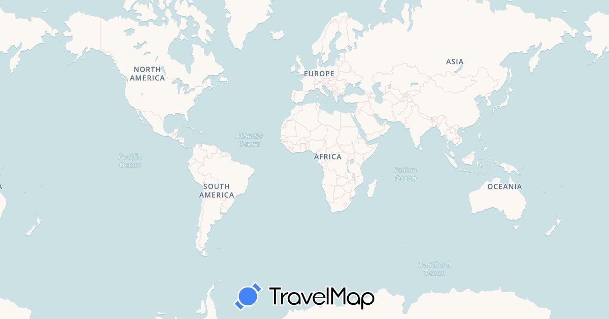 TravelMap itinerary: driving, boat in Angola, Argentina, Benin, Bolivia, Brazil, Belize, Democratic Republic of the Congo, Côte d'Ivoire, Colombia, Costa Rica, Cape Verde, Ecuador, Spain, Gabon, Ghana, Gambia, Guinea, Guatemala, Guinea-Bissau, Honduras, Kenya, Comoros, Liberia, Madagascar, Mexico, Mozambique, Nigeria, Nicaragua, Panama, Peru, Paraguay, Rwanda, Sierra Leone, Senegal, São Tomé and Príncipe, El Salvador, Swaziland, Togo, Tanzania, Uganda, Uruguay, Venezuela, South Africa (Africa, Europe, North America, South America)